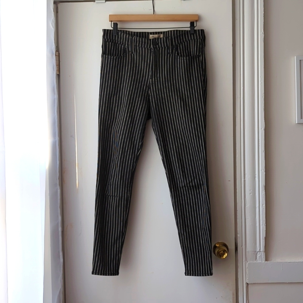 High rise super stretchy Madewell Jeans, Black White Striped, size 30